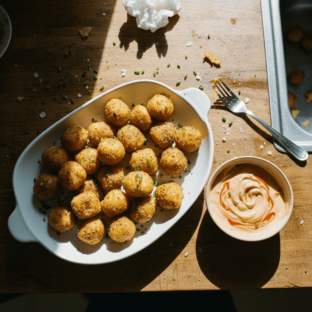 Crispy Potato Balls with Sriracha Mayo