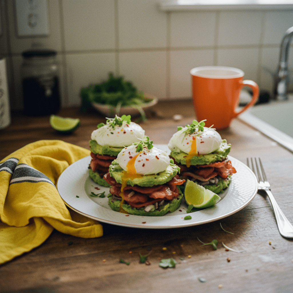 Avocado and Bacon Breakfast Stacks