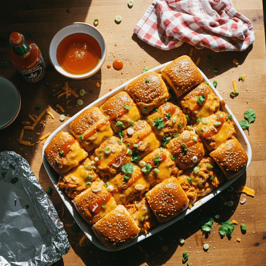 Cheesy Honey Sriracha Chicken Sliders