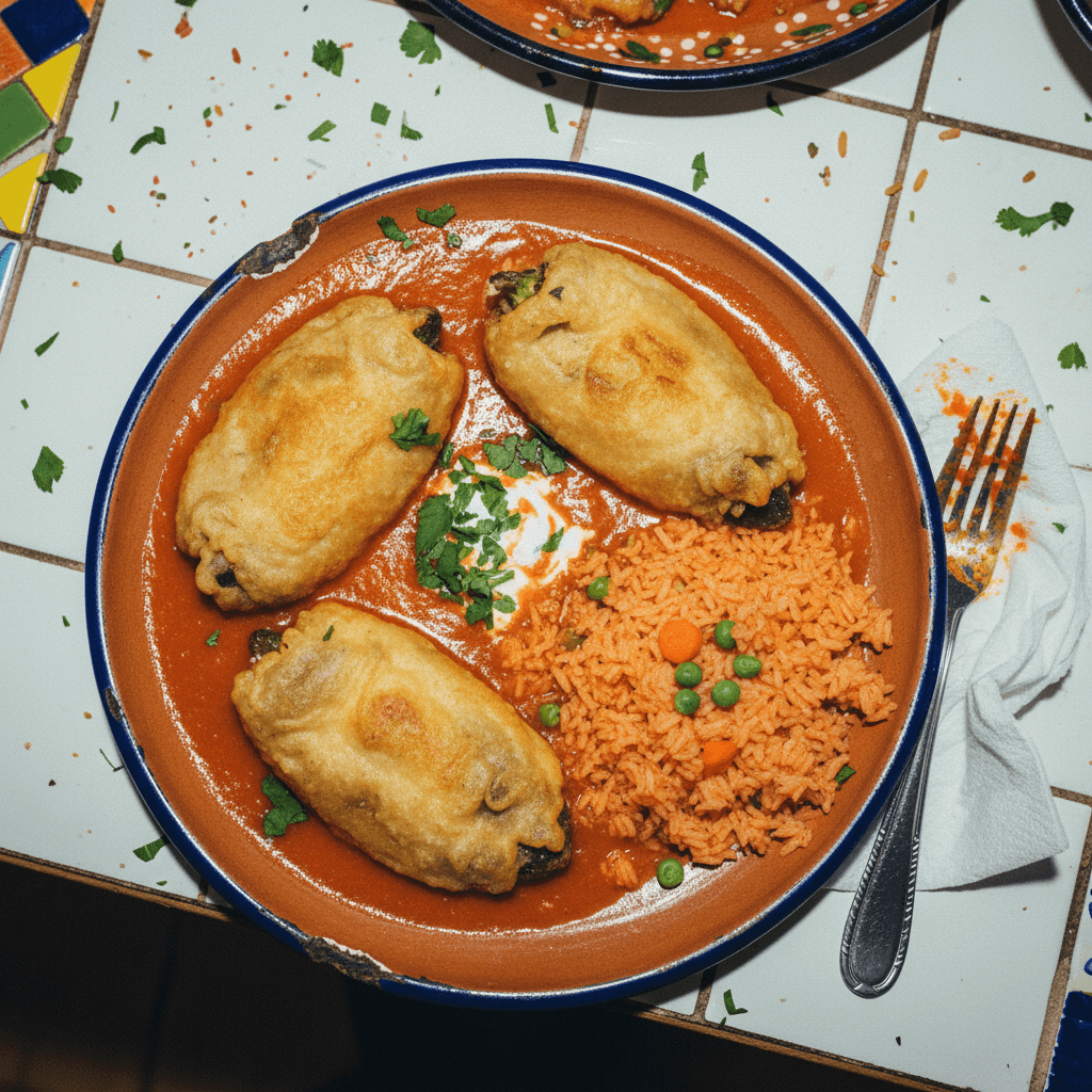Chiles Rellenos with Red Sauce