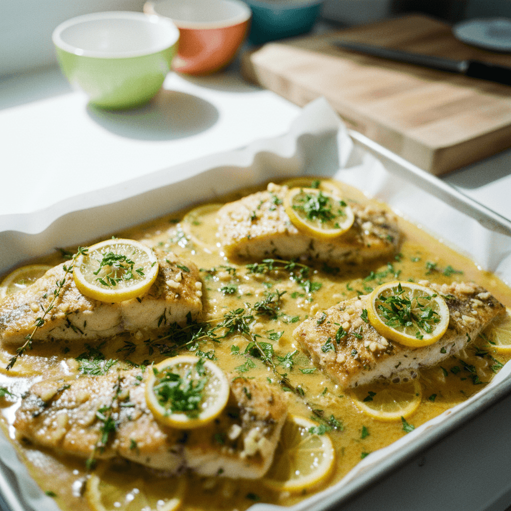 Lemon and Garlic Butter Baked Fish