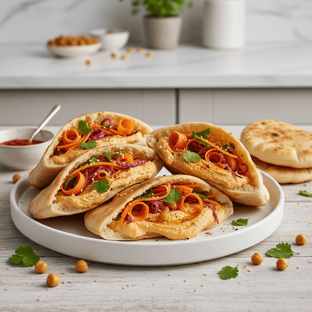 Shredded Carrot and Hummus Pita Pockets