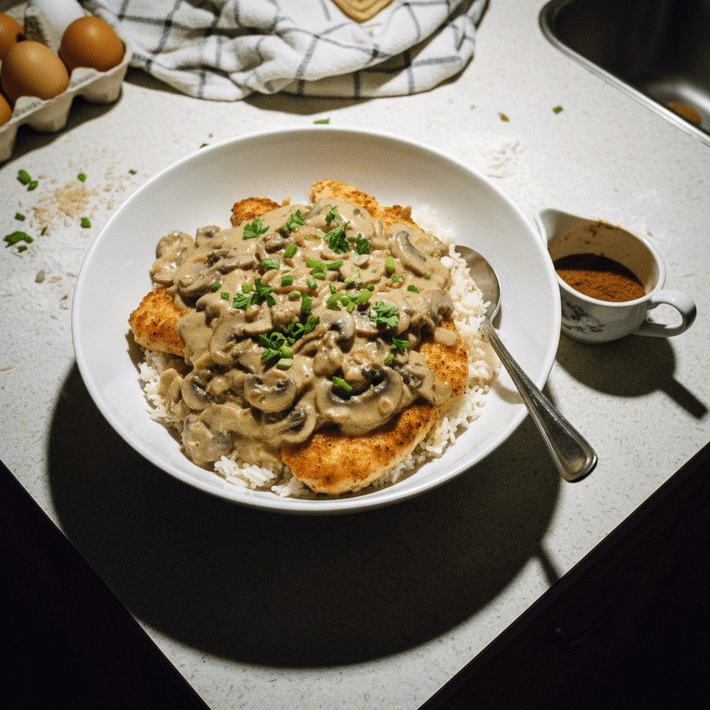 Creamy Mushroom Chicken over Rice