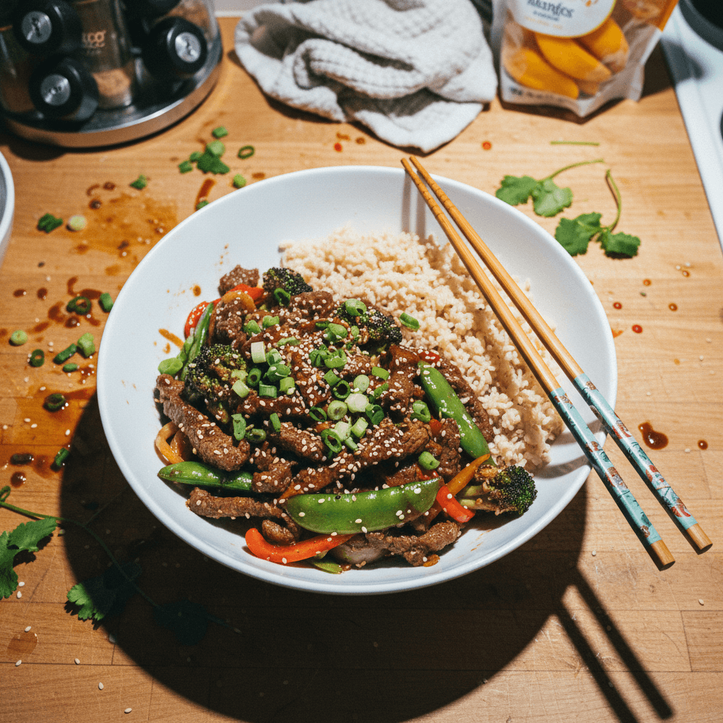 Lean Beef Stir-Fry with Brown Rice
