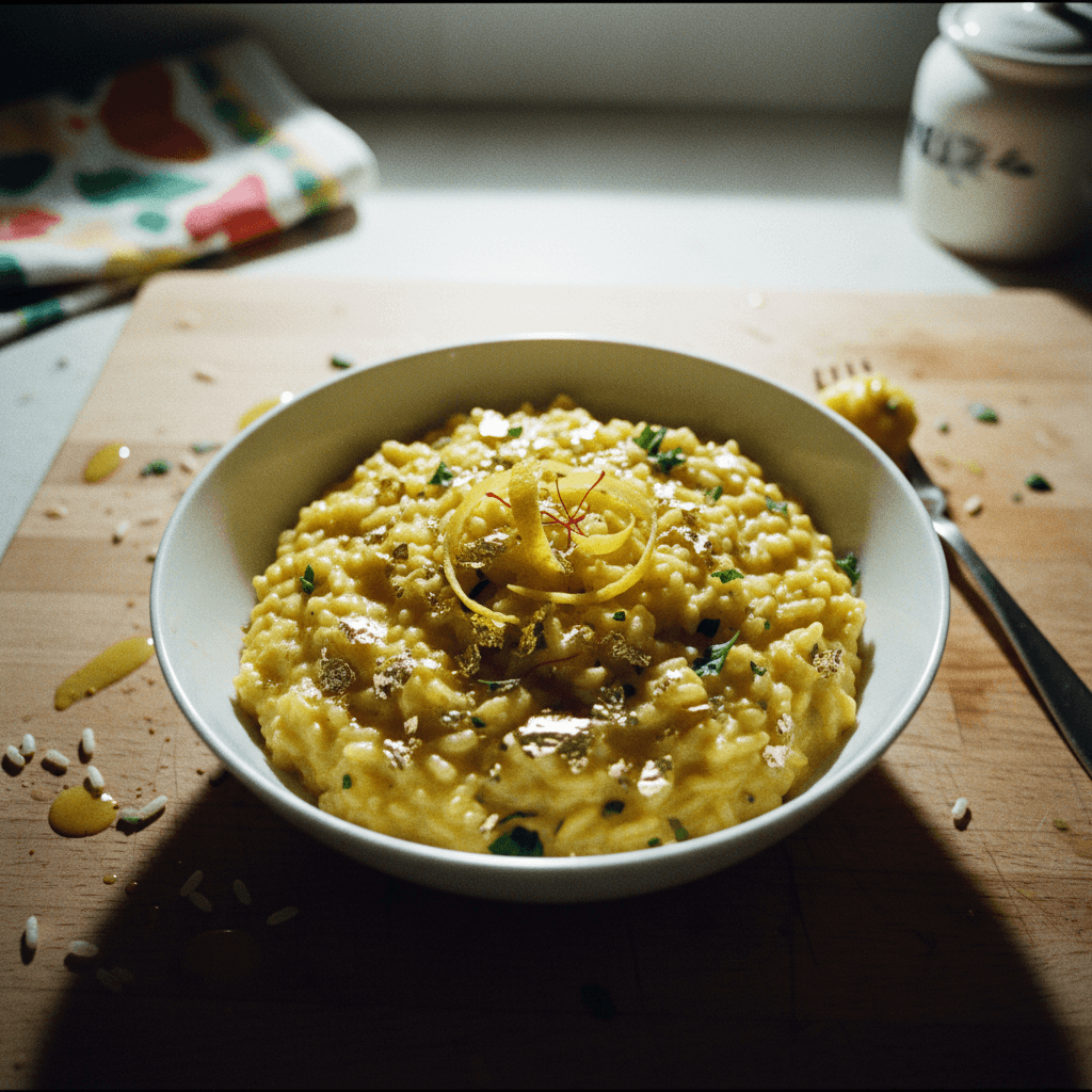 Lemon Saffron Risotto with Edible Gold