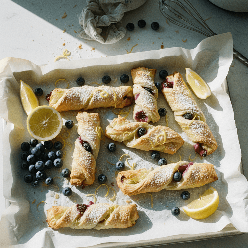 Lemon Blueberry Phyllo Twist Pastries