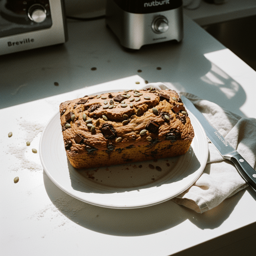 Healthy Chocolate Chip Pumpkin Banana Bread