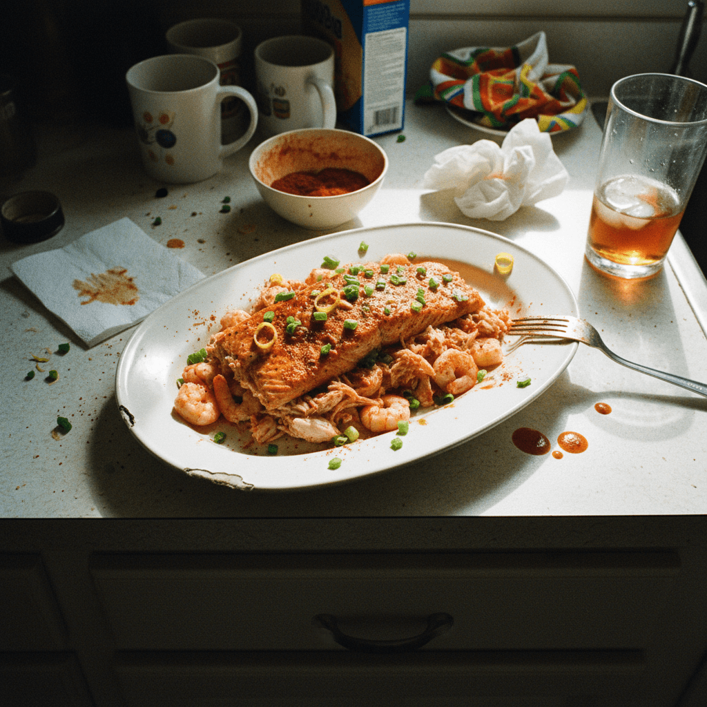 Spicy Cajun Crab Shrimp Stuffed Salmon