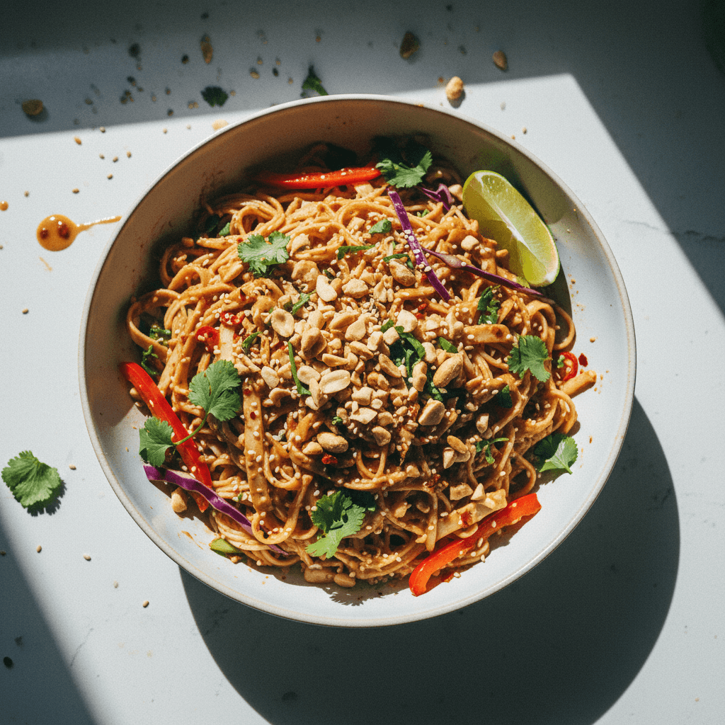 Spicy Peanut Noodle Salad (Vegan, Low-Carb)