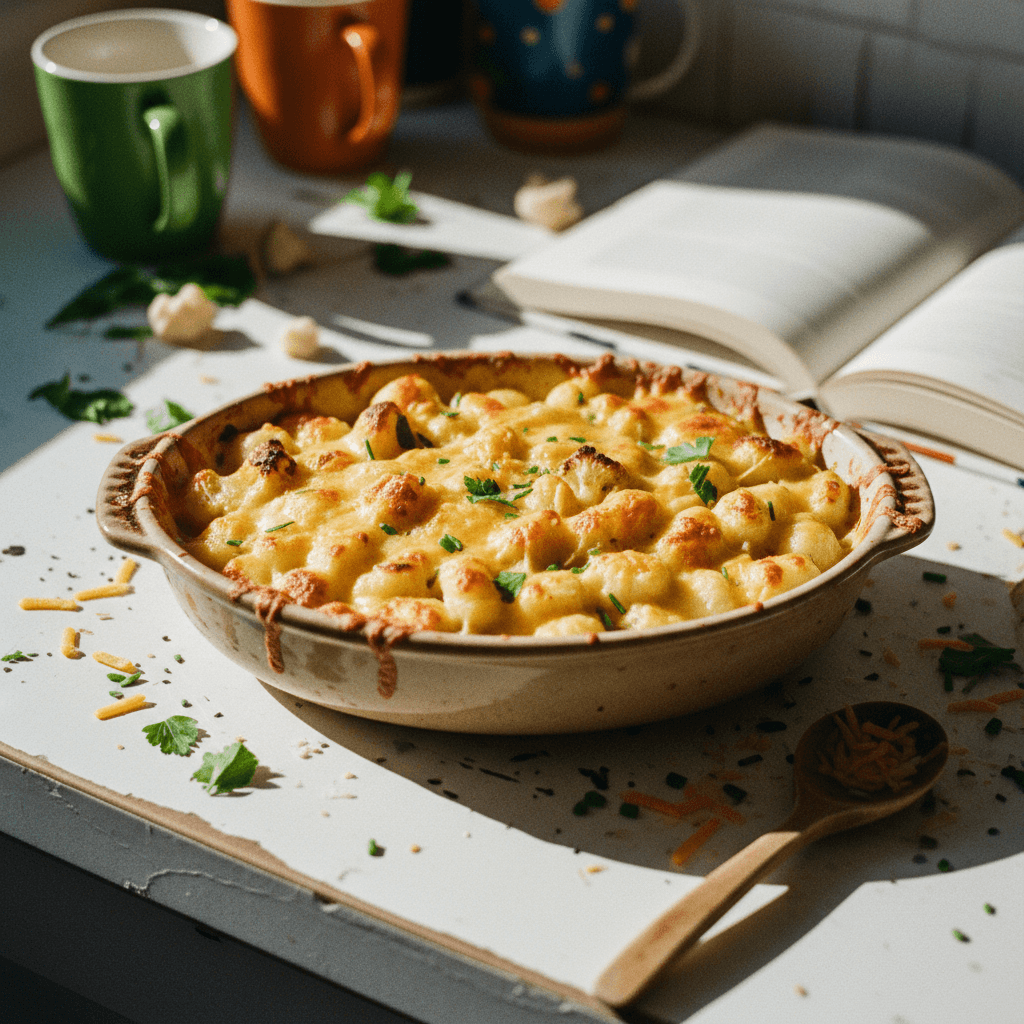 Unexpected Cheddar Cauliflower Gnocchi Bake