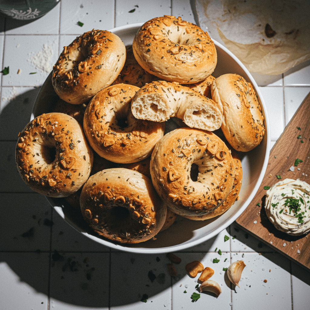 Italian Garlic Sourdough Bagels
