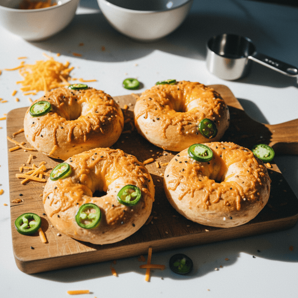 Jalapeño Cheddar Bagels