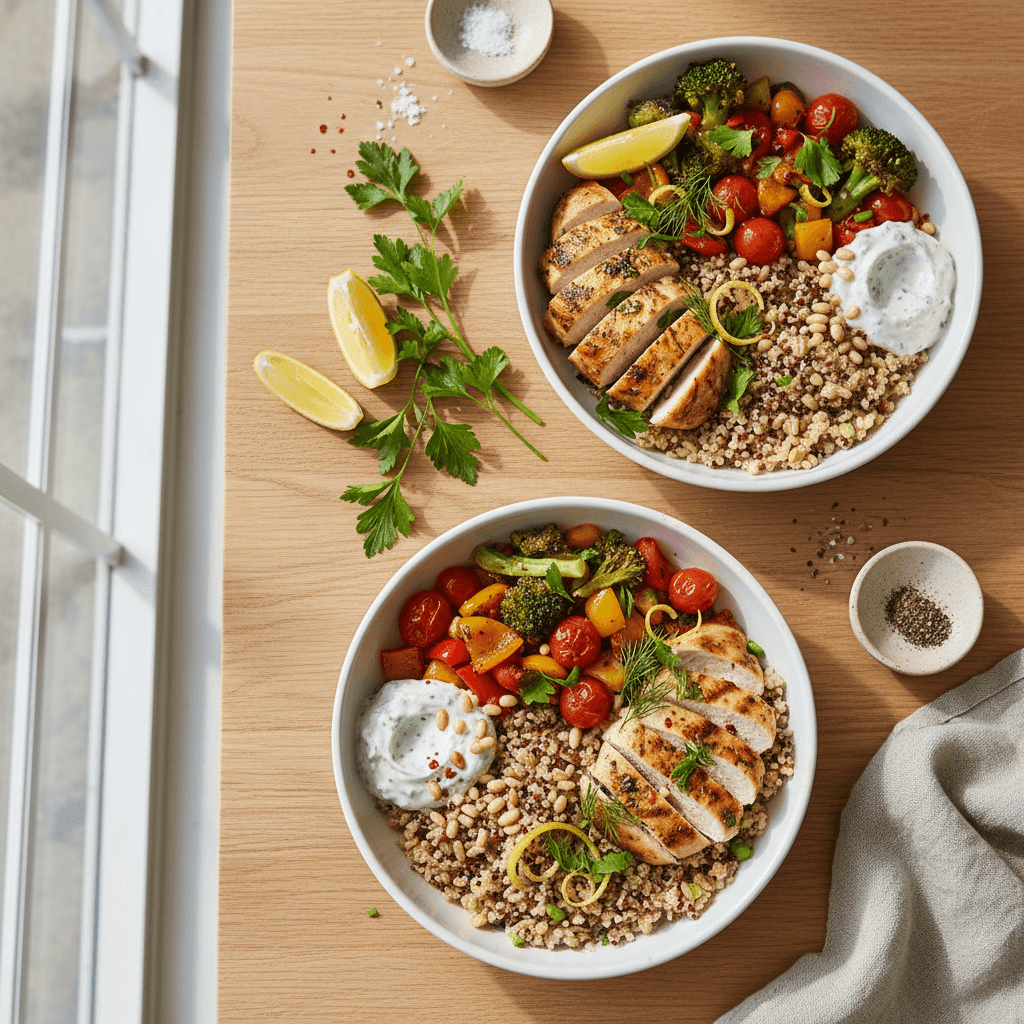 Lemon Herb Chicken Grain Bowls