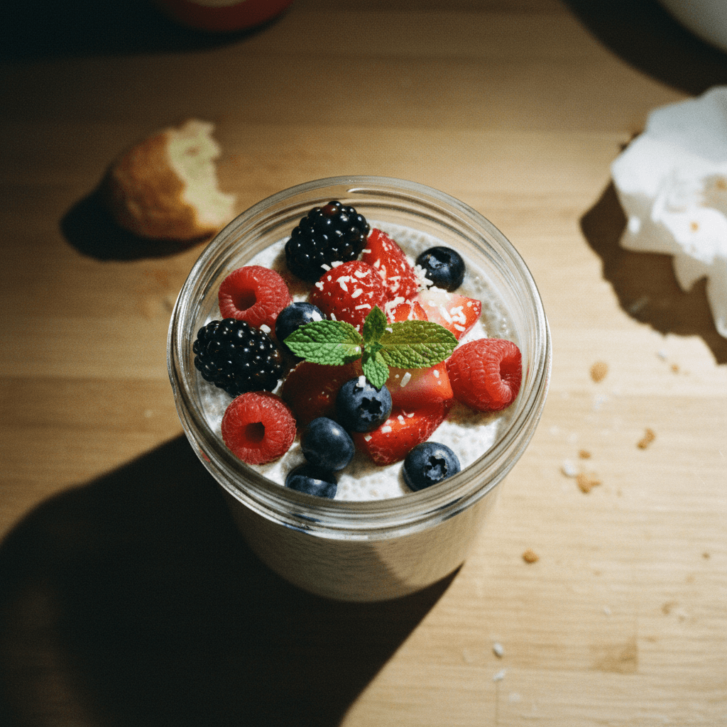 Keto Coconut Cream Chia Pudding with Berries