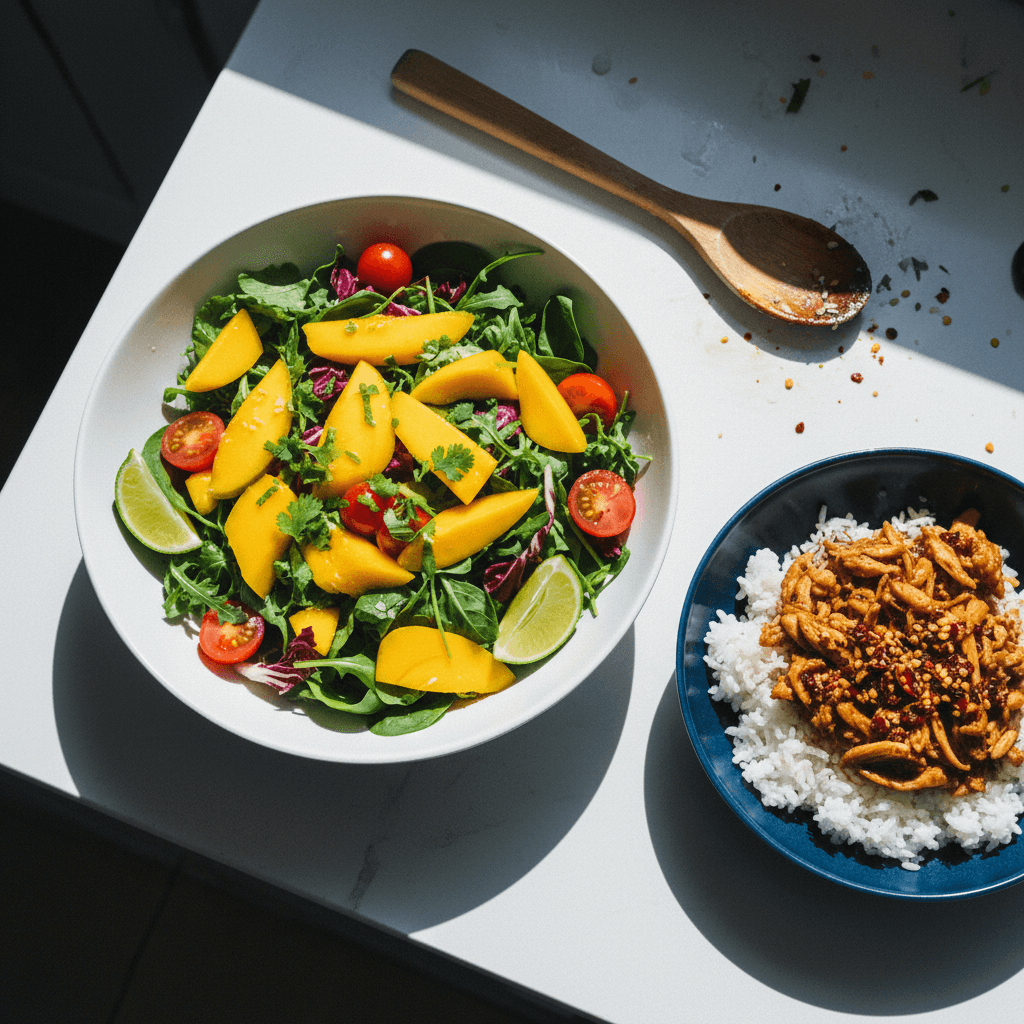 Quick Mango Salad with Chicken and Rice