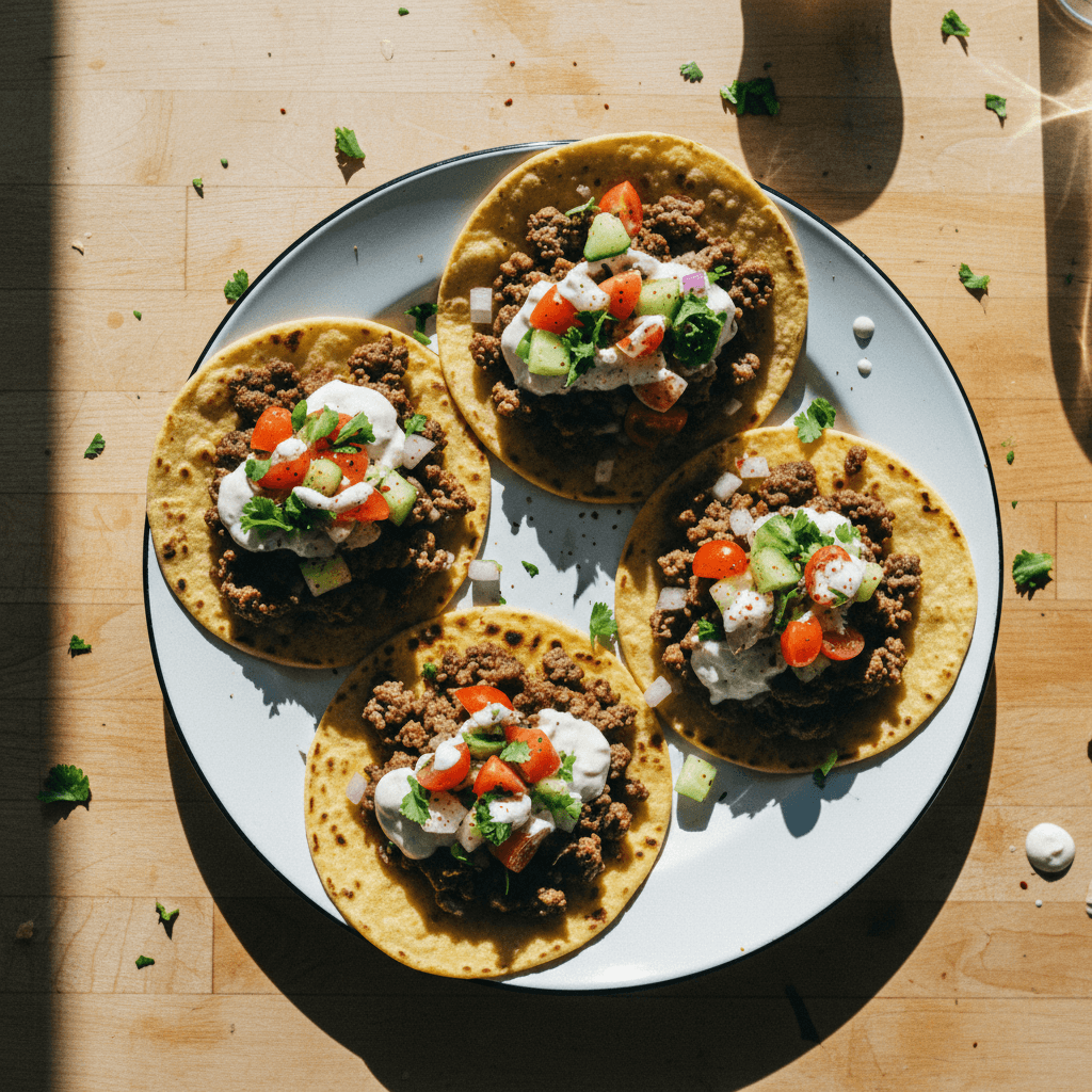 High Protein Smash Kebab Tacos