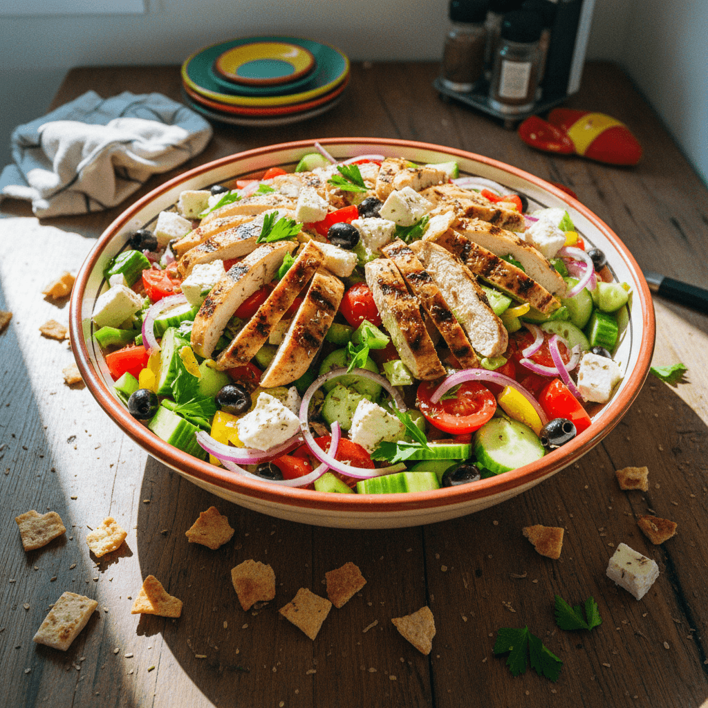 Giant Greek Salad with Grilled Chicken