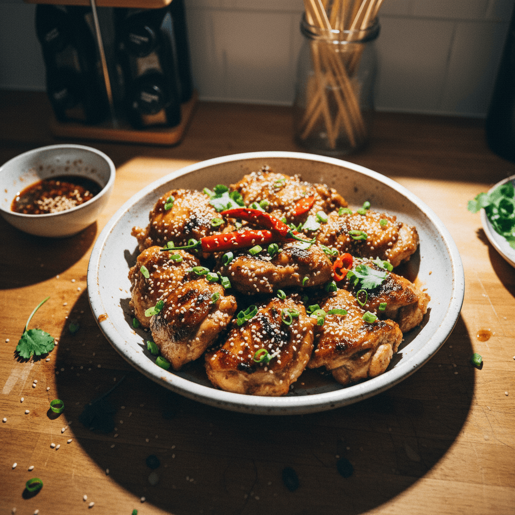 Asian-Style Marinated Pan-Seared Chicken Thighs