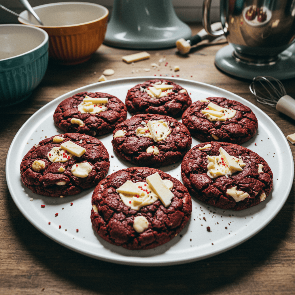 Red Velvet White Chocolate Cheesecake Cookies