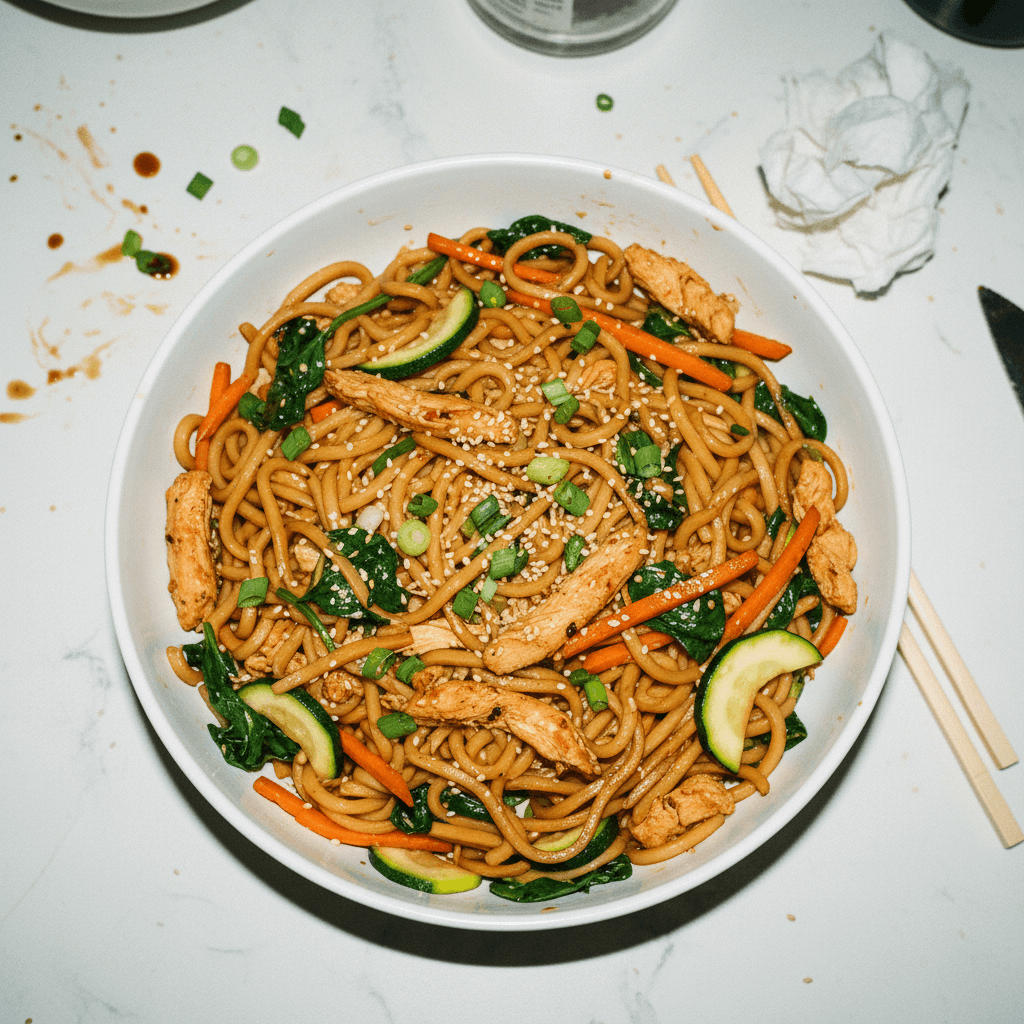Savory Chicken Lo Mein with Vegetables