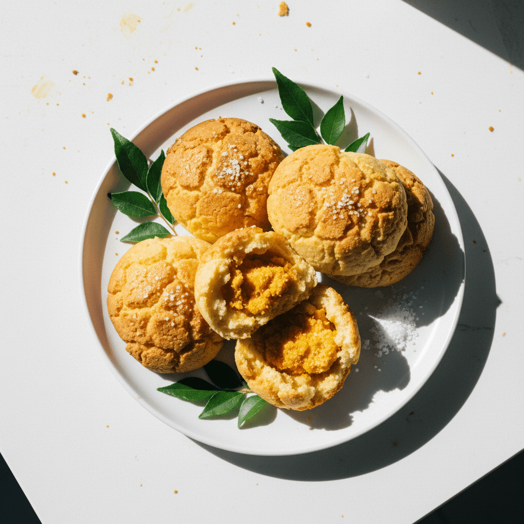 Pineapple Salt Bread with Salted Egg Yolk Filling (Bolo Bao / Pineapple Bun inspired)