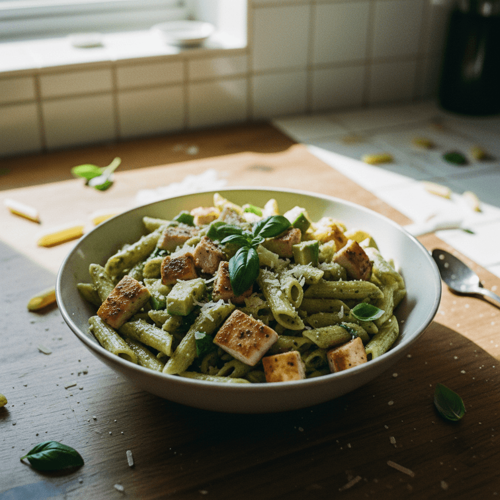 High Protein Pesto Pasta