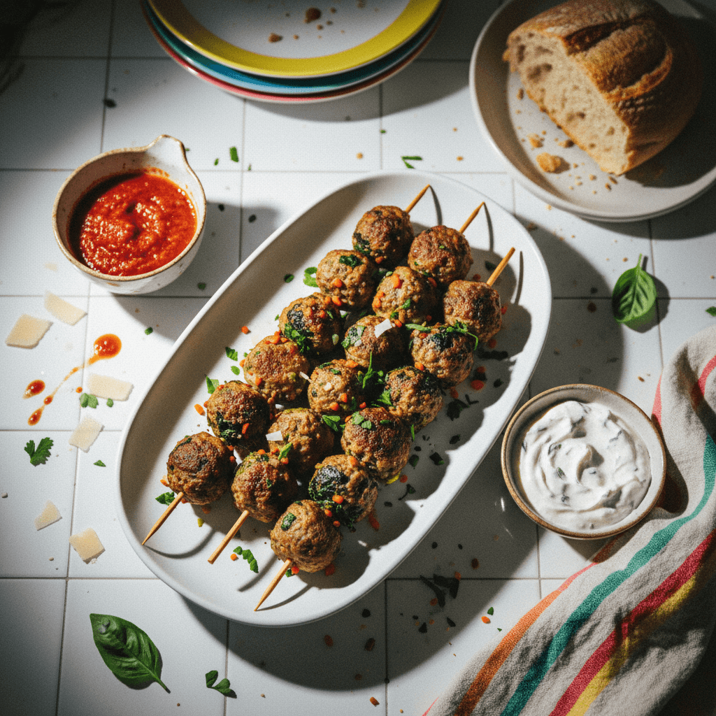 Hidden Veggie Keto Meatball Skewers