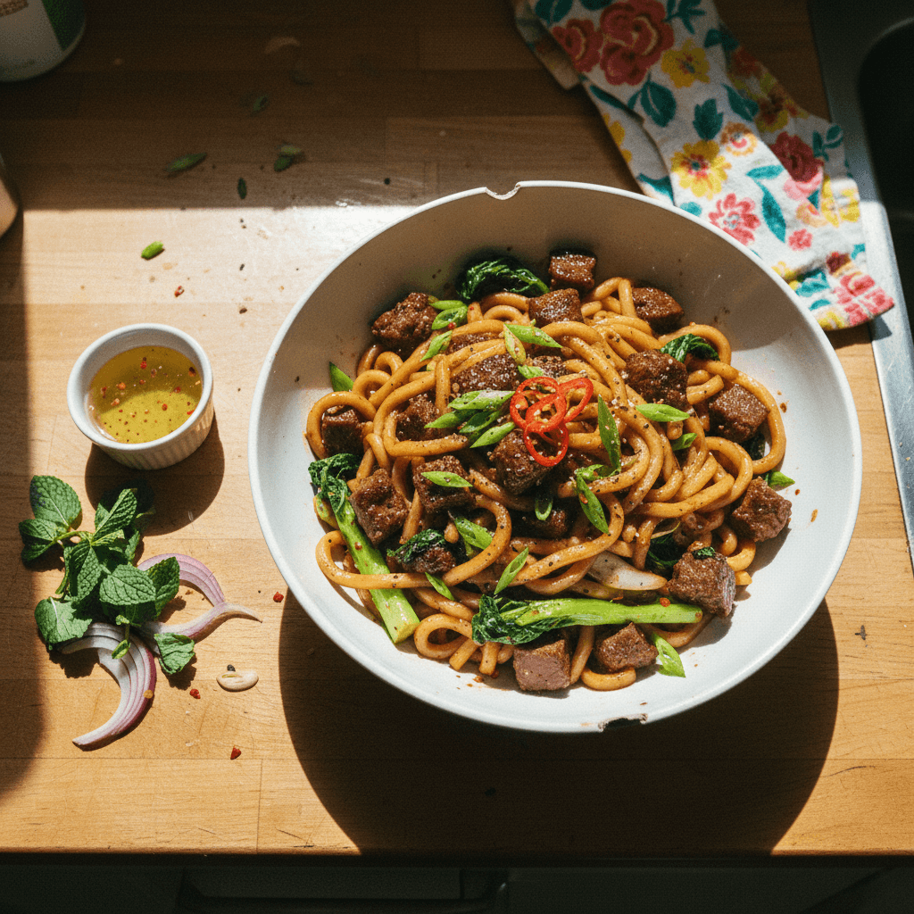 Shaking Beef and Udon