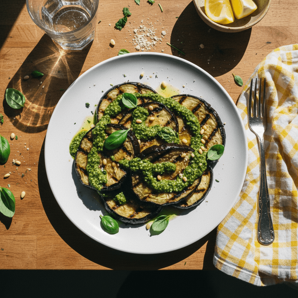 Grilled Eggplant with Keto Pesto