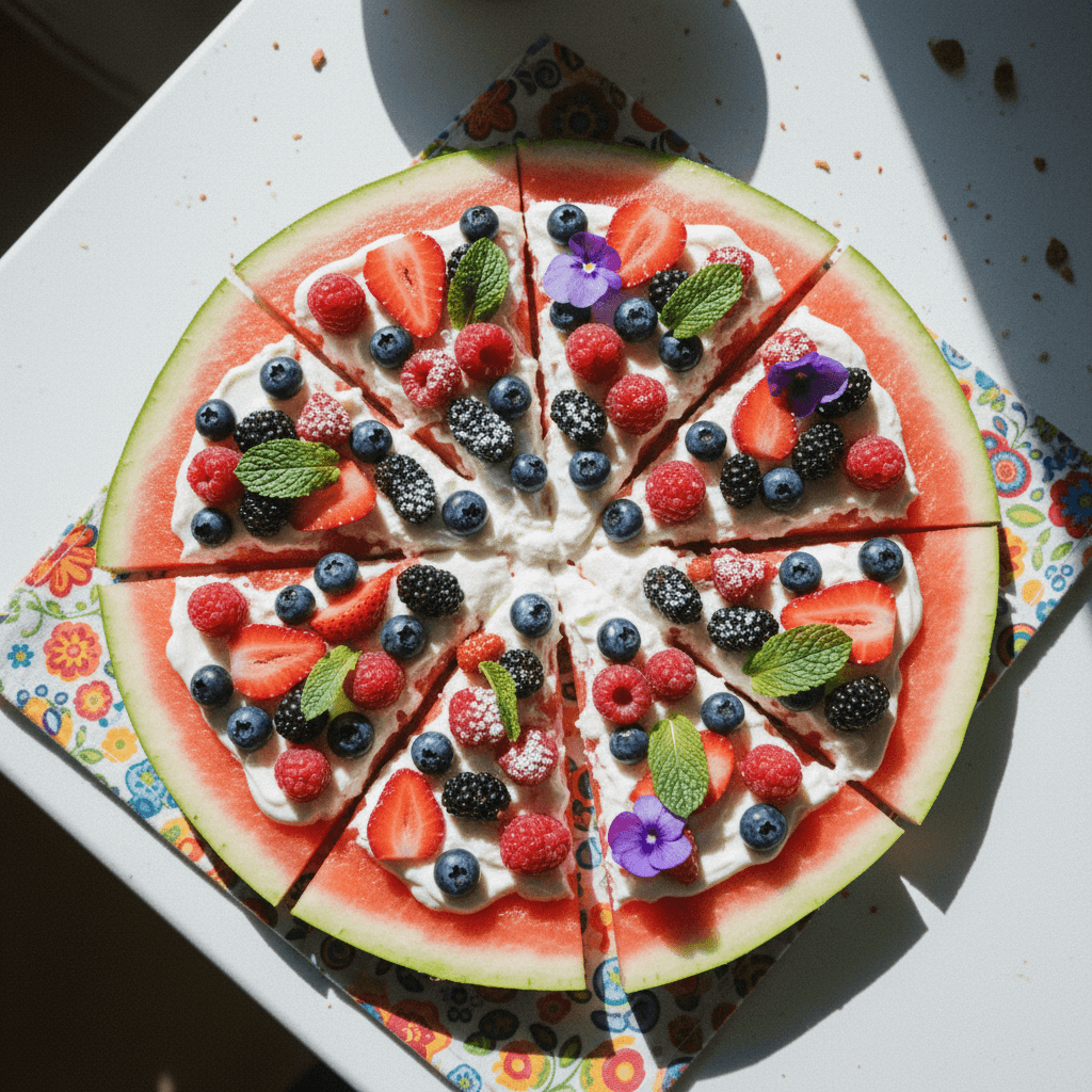 Watermelon Pizza with Berry Toppings