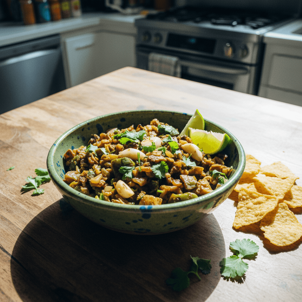Roasted Tomatillo Poblano Salsa