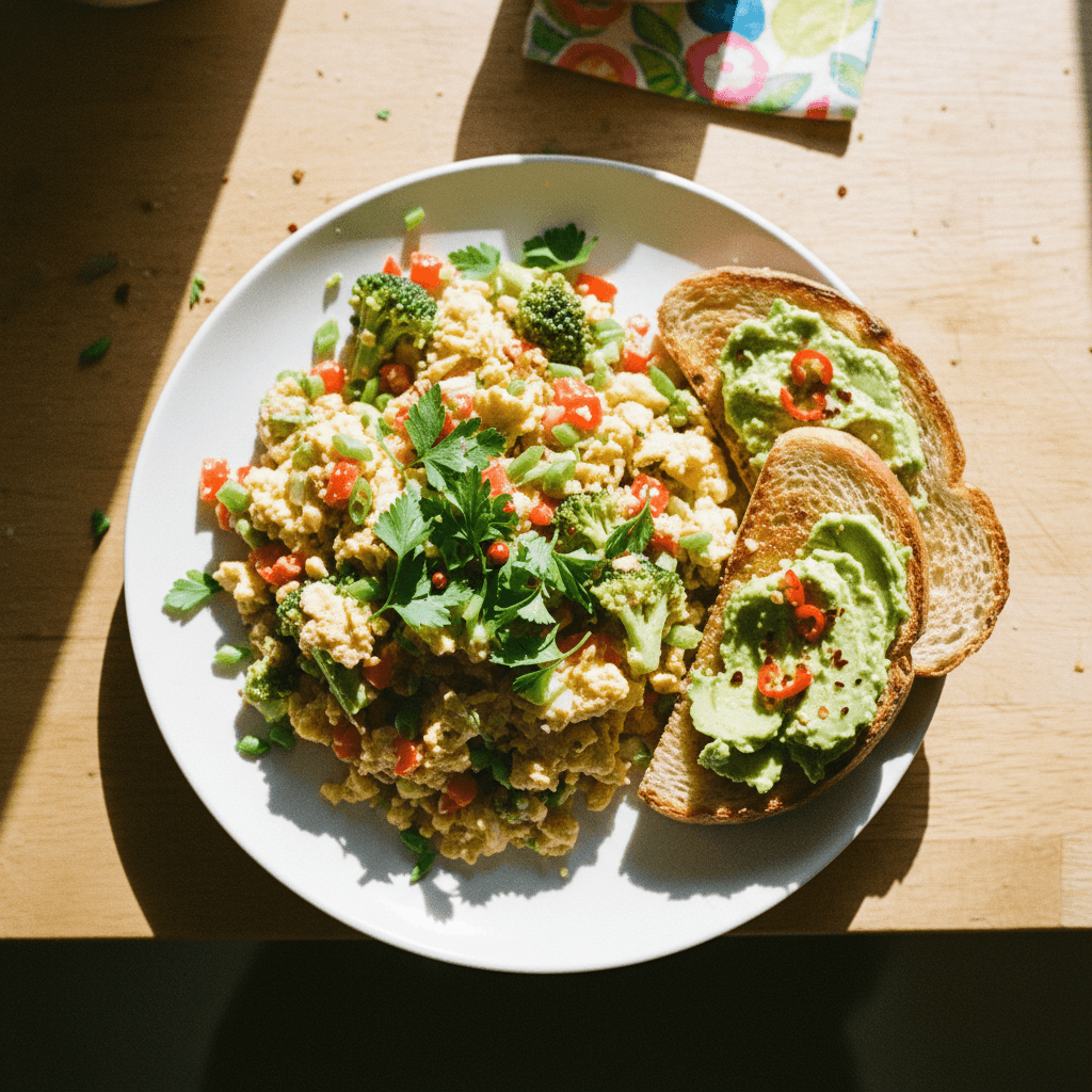 Quick Veggie Scramble with Toast