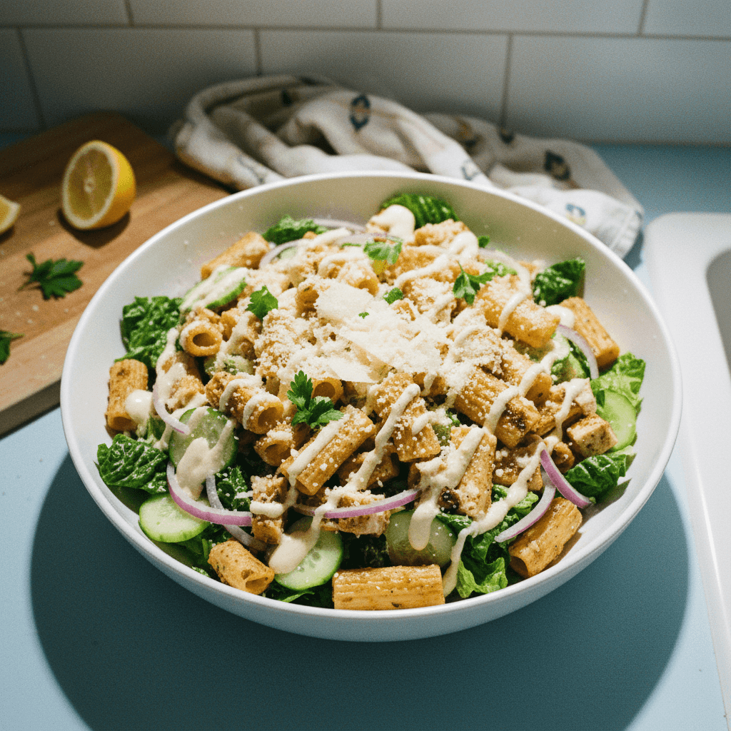 Crispy Pasta Caesar Salad