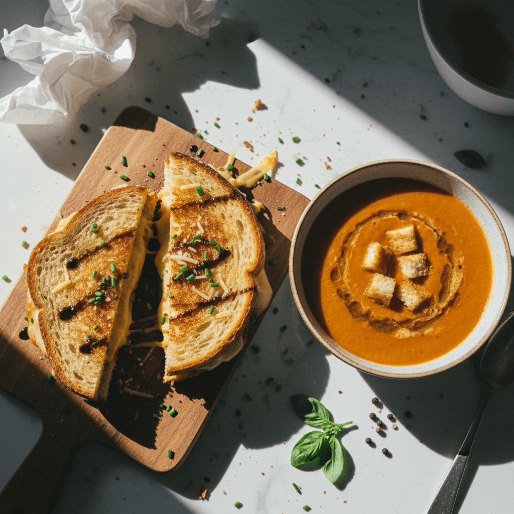 Grown-up Grilled Cheese with Creamy Tomato Bisque