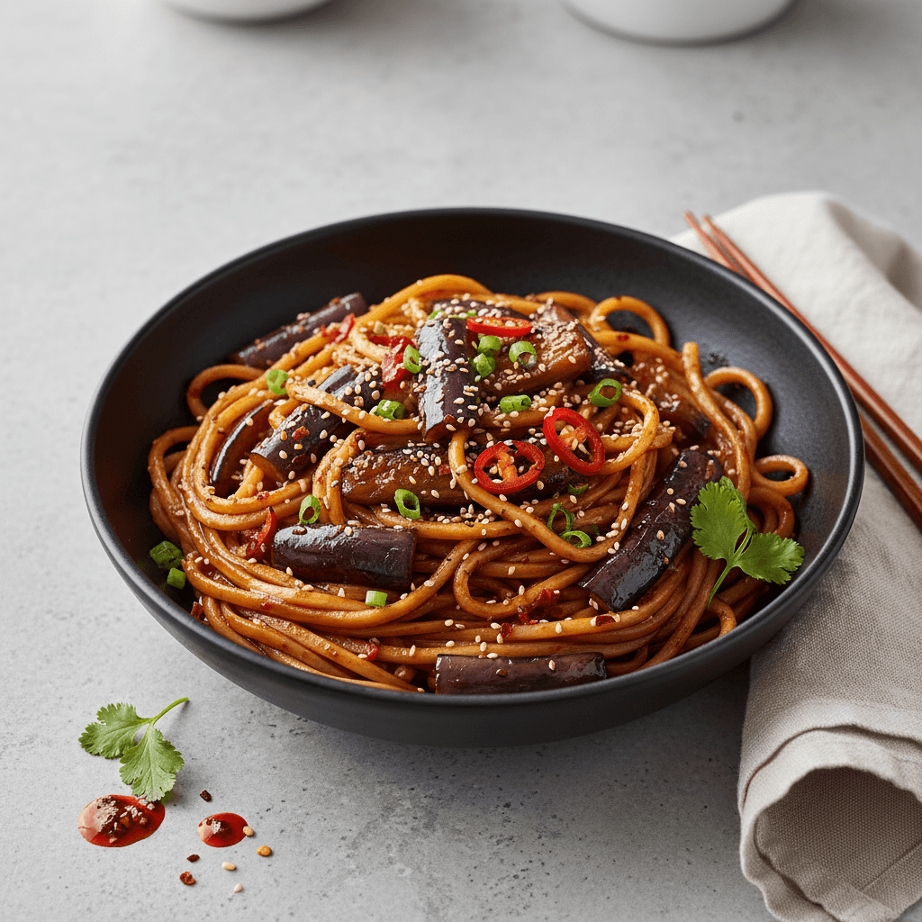 Spicy Szechuan Eggplant Noodles