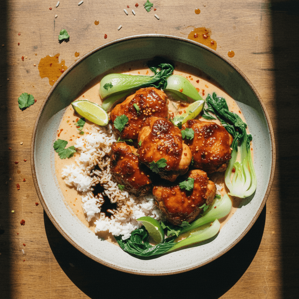 Chili Coconut Broth with Sweet n' Sticky Chicken
