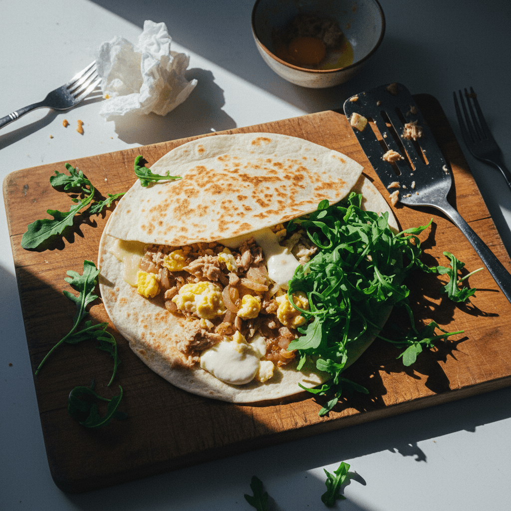 Tuna and Egg Tortilla Quesadilla