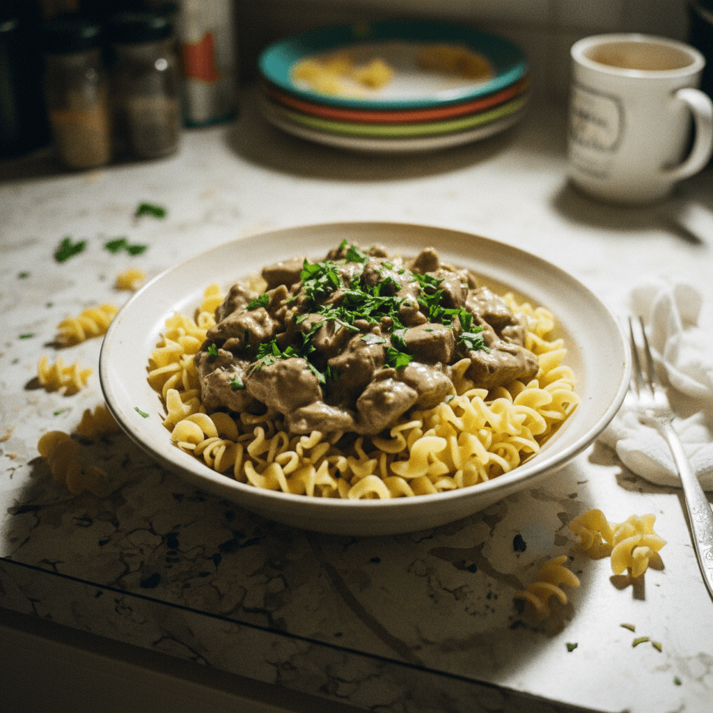 Classic Beef Stroganoff with Egg Noodles
