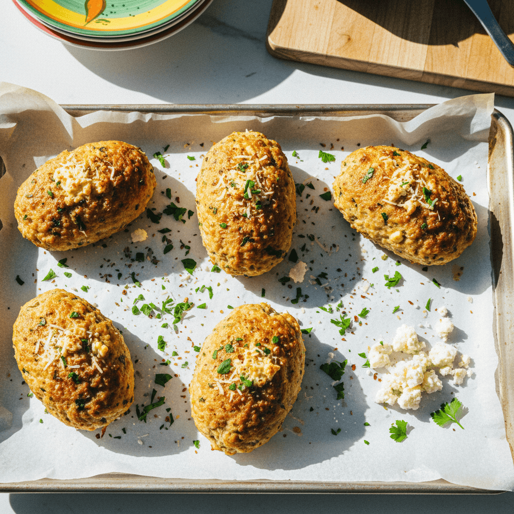 Mediterranean Garlic Parmesan Chicken Meatloaves