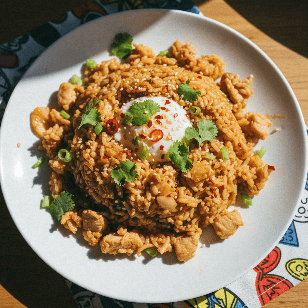 Spicy Kimchi Chicken Fried Rice Explosion