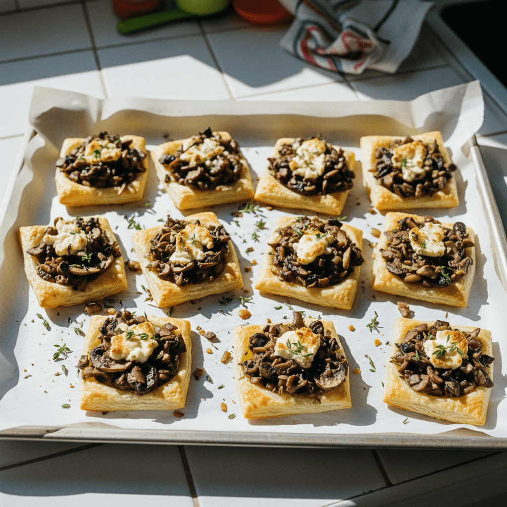 Mushroom, Shallot, and Herbed Goat Cheese Tartlets