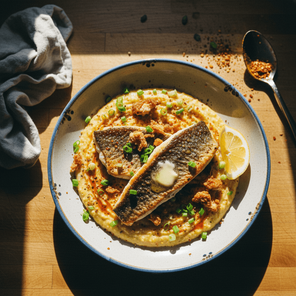 Chicken Butter Grits with Barramundi