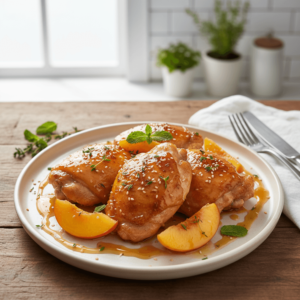 Honey Peach Glazed Chicken Thighs