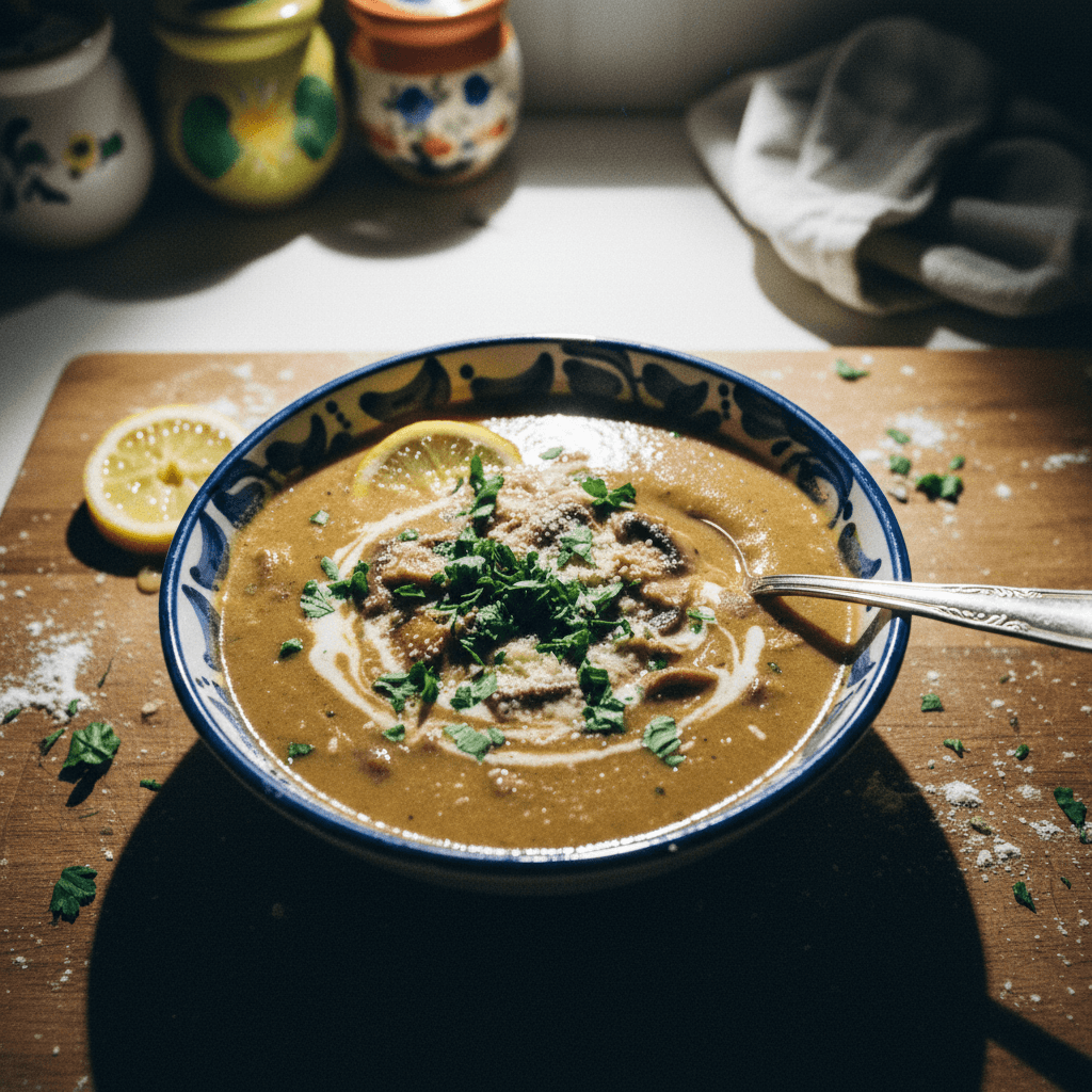 Mediterranean Creamy Mushroom Soup