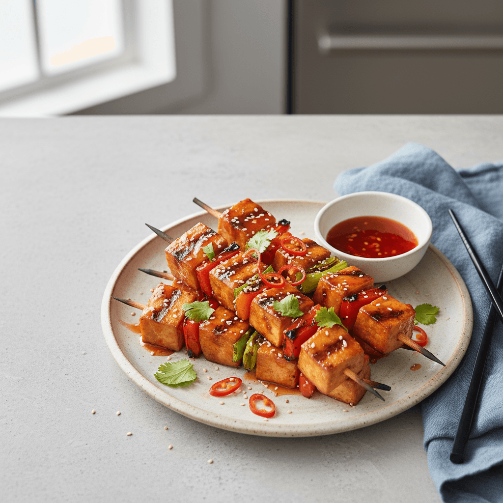 Sweet Chili Glazed Tofu Skewers