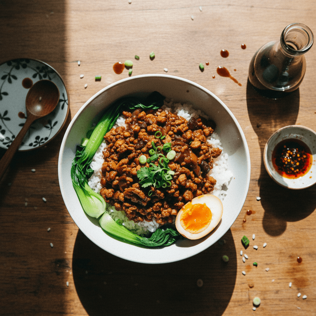 Rou Zao Fan (Taiwanilainen Haudutettu Jauheliha)