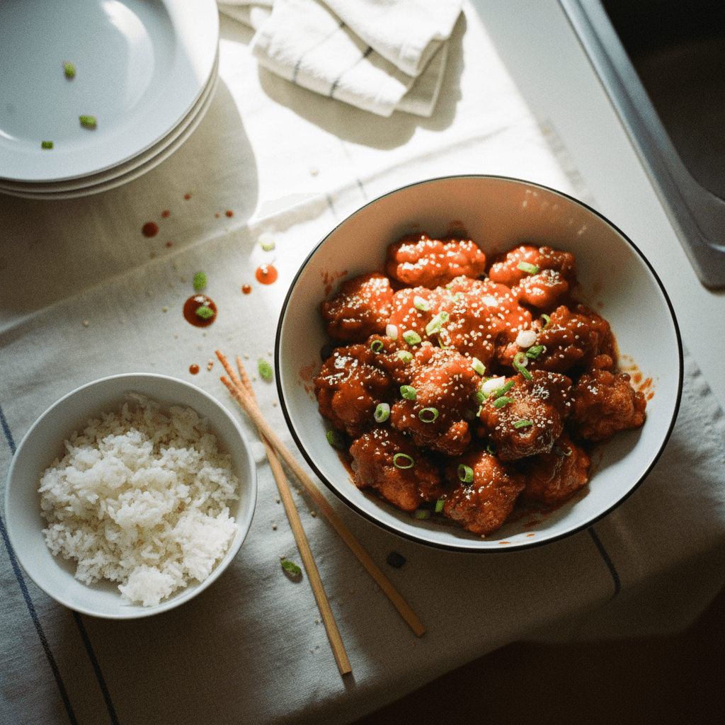 Battered Chicken with Peking Sauce