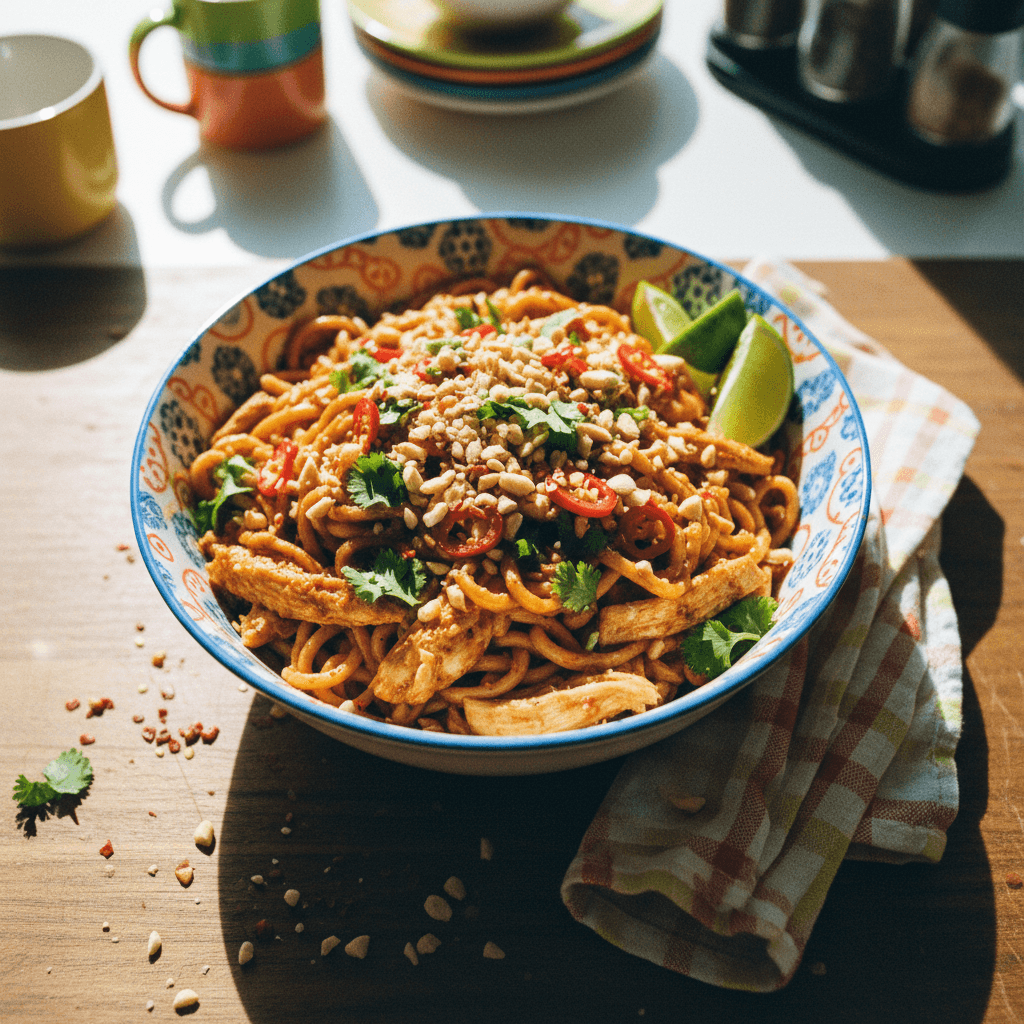 Spicy Peanut Noodles with Chicken