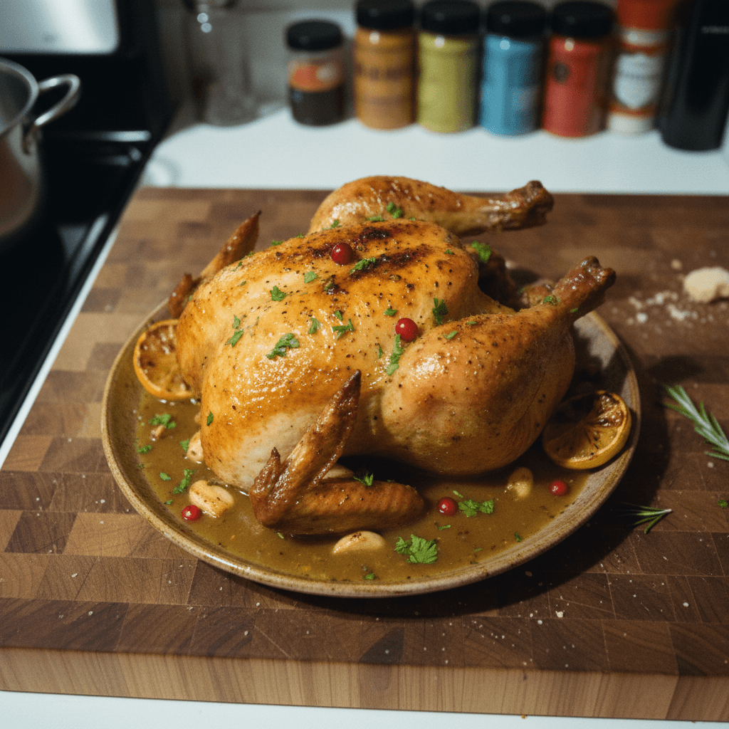 Juicy Roast Chicken with Crispy Skin and Homemade Gravy