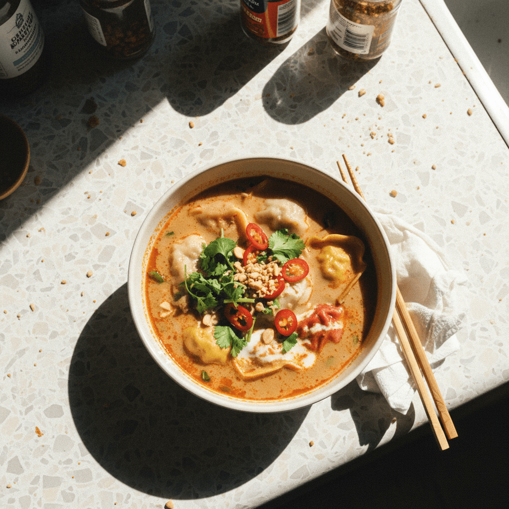 Thai Red Dumpling Soup